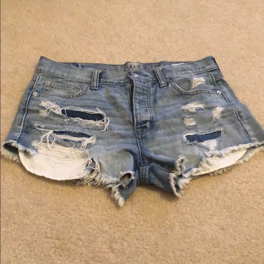 Light Blue Distressed Jean Shorts